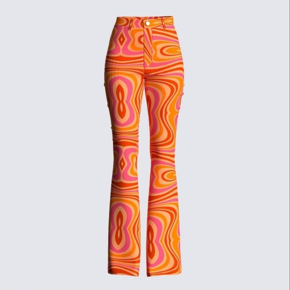 Finesse Cassie Groovy Pants Retro‎ Style Flare Jeans High Waist, Women's Size XS